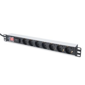 DIGITUS Aluminum Power Strip with Switches, 7 Grounded Outlets, 2 m…