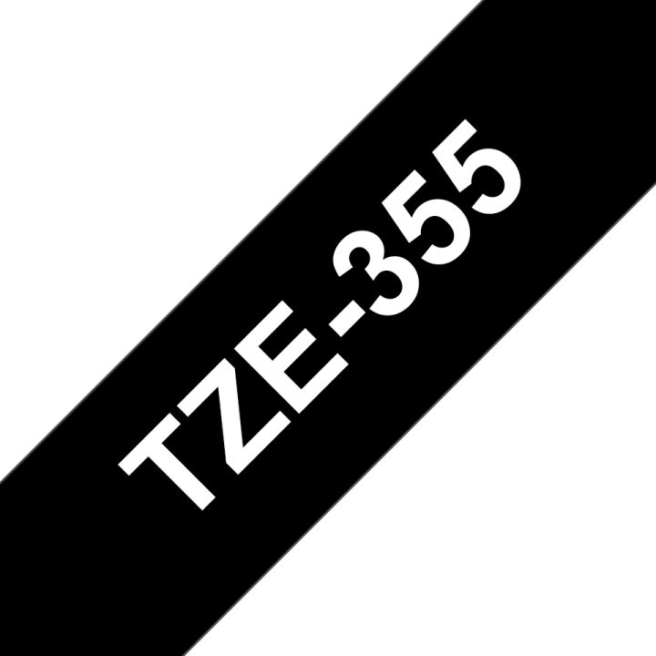 Brother TZE-355 Label Printer Tape White on Black