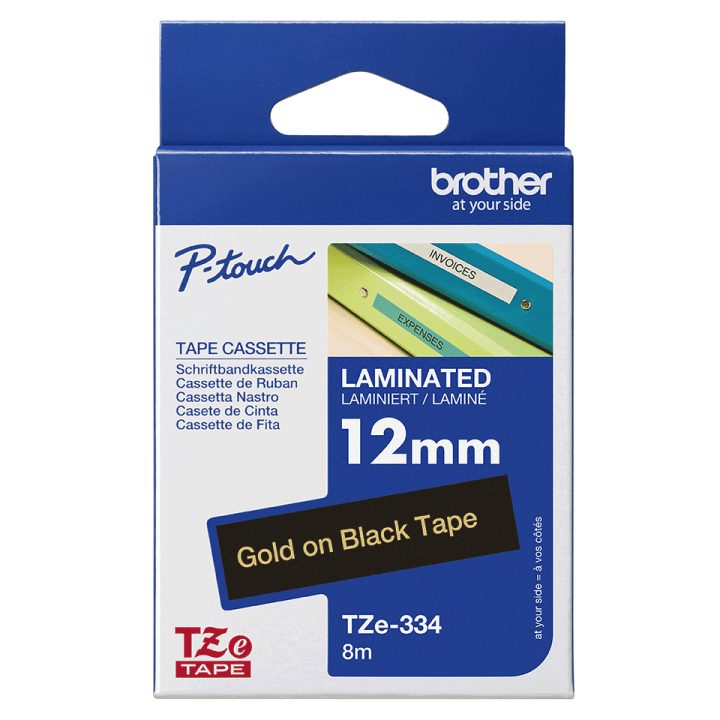 Brother TZE-334 fita para impressora de etiquetas Dourado sobre preto