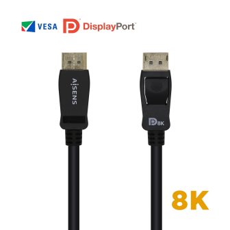 AISENS Cabo DisplayPort Certificado V1.4 8k@60hz, DP/M-DP/M, Preto…
