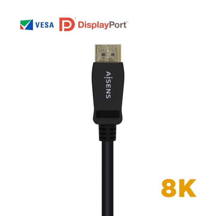 AISENS Cable Displayport Certificado V1.4 8k@60hz, DP/M-DP/M, Negro…