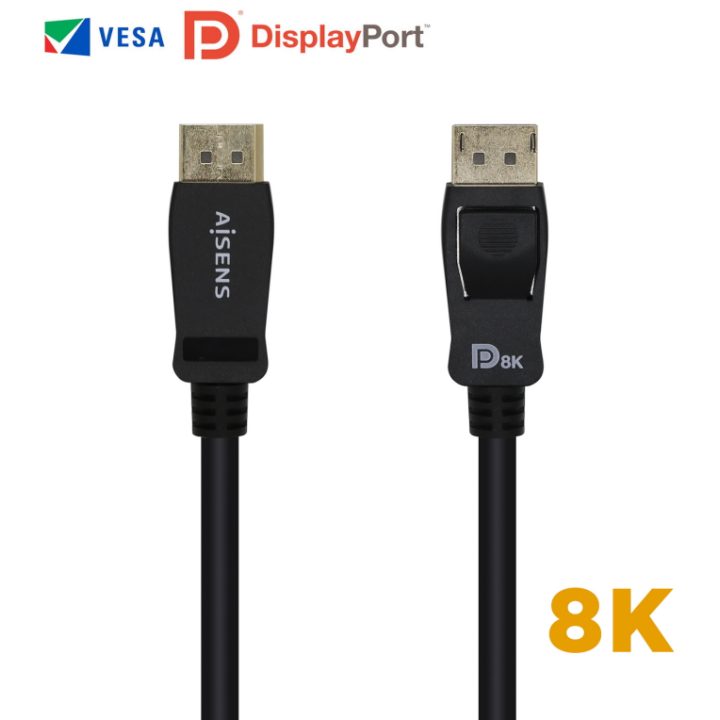 AISENS Cabo DisplayPort Certificado V1.4 8k@60hz, DP/M-DP/M, Preto…