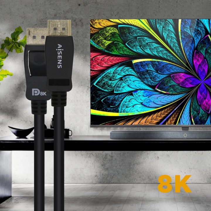 AISENS Cabo DisplayPort Certificado V1.4 8k@60hz, DP/M-DP/M, Preto…