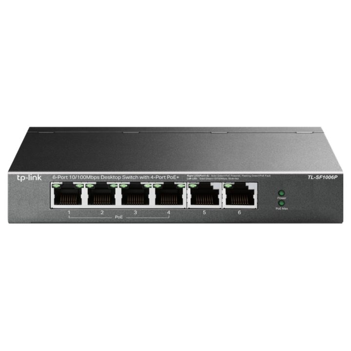 TP-Link TL-SF1006P Unmanaged Fast Ethernet (10/100) PoE Switch Black