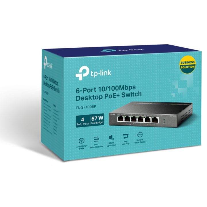 TP-Link TL-SF1006P Unmanaged Fast Ethernet (10/100) PoE Switch Black