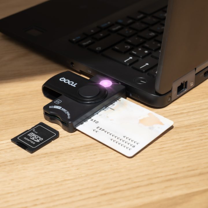 TooQ Smart Card Reader, Electronic ID, SIM, SD, SF, USB-A, Black
