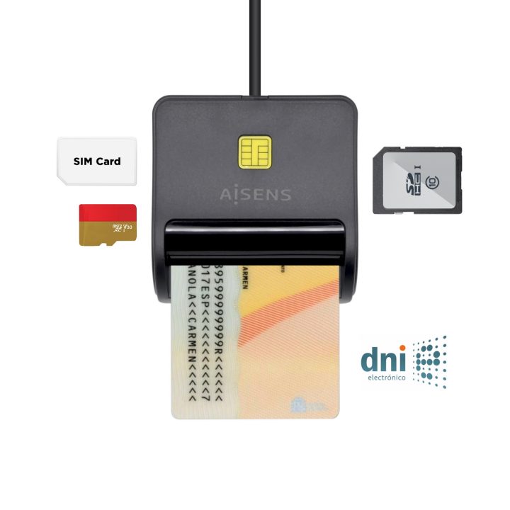 AISENS Leitor de Cartões Inteligentes DNI com Leitor de Cartões SIM…