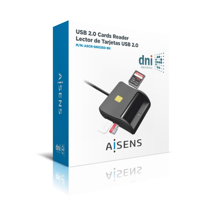 AISENS Lector de Tarjeta Inteligente DNI con Lector de Tarjetas SIM…