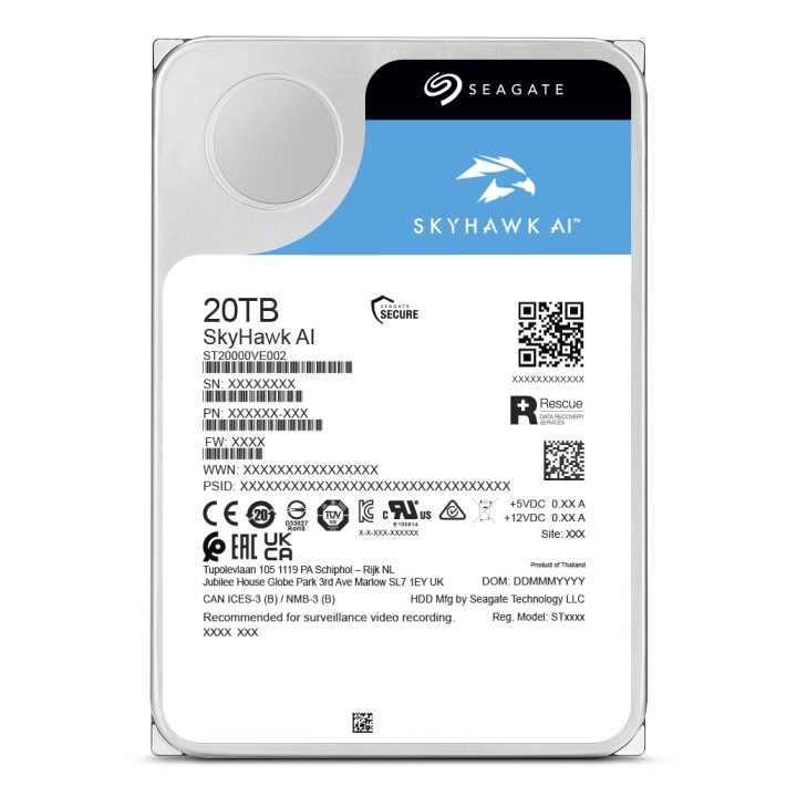 Seagate SkyHawk AI ST20000VE004 disco rígido interno 20 TB 7200 RPM…