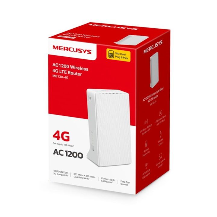 Mercusys MB130-4G AC1200 Dual Band 4G LTE Router with 2 Ports