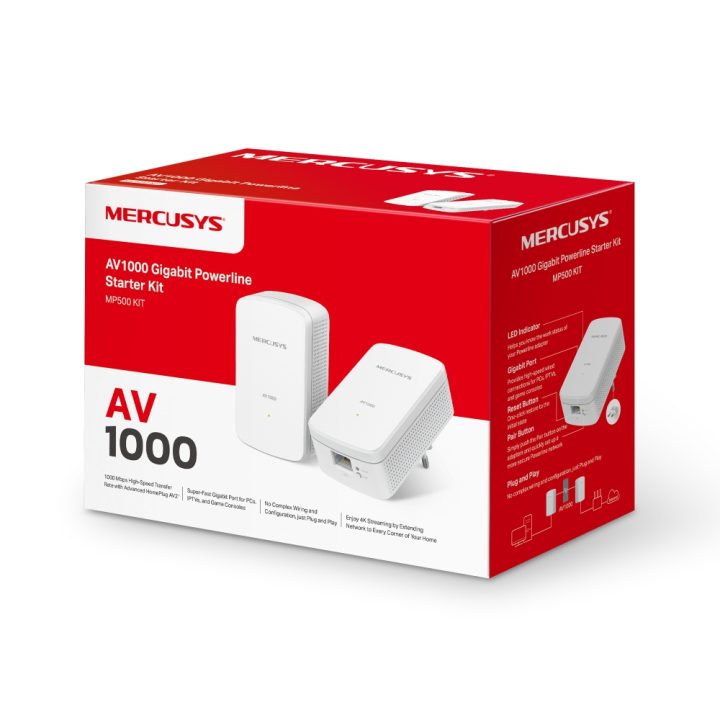Mercusys MP500 KIT adaptador de rede PowerLine 1000 Mbit/s Ethernet…
