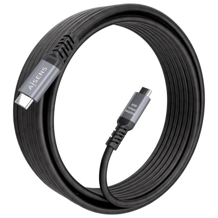 AISENS Cable USB 3.2 Gen1 Aluminio 5Gbps 4K@60Hz 3A 60W E-Mark, Tipo…