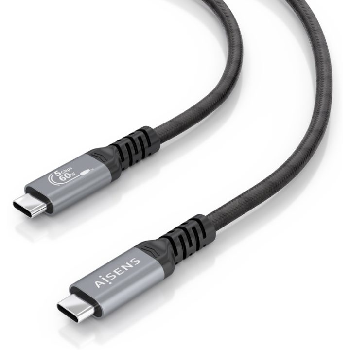 AISENS Cable USB 3.2 Gen1 Aluminio 5Gbps 4K@60Hz 3A 60W E-Mark, Tipo…