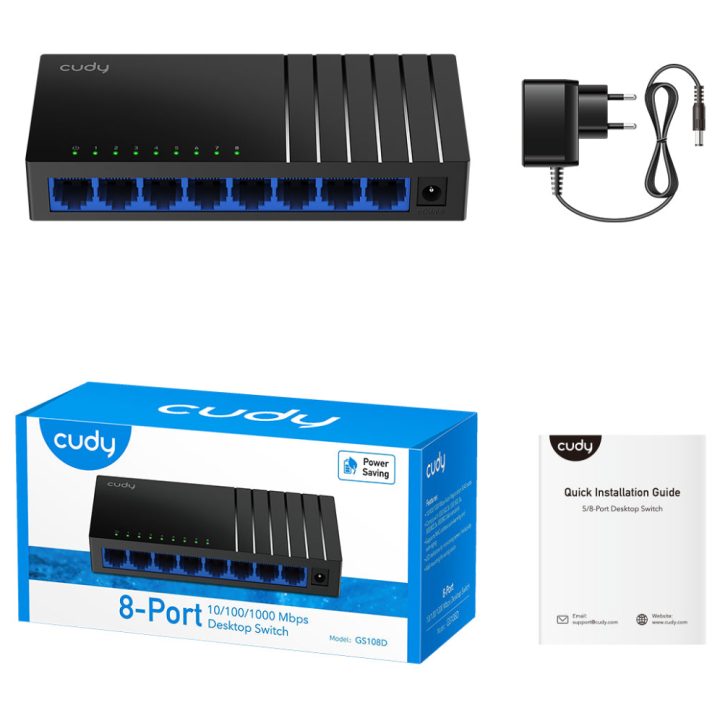 Cudy GS108D switch não gerido Gigabit Ethernet (10/100/1000) Preto