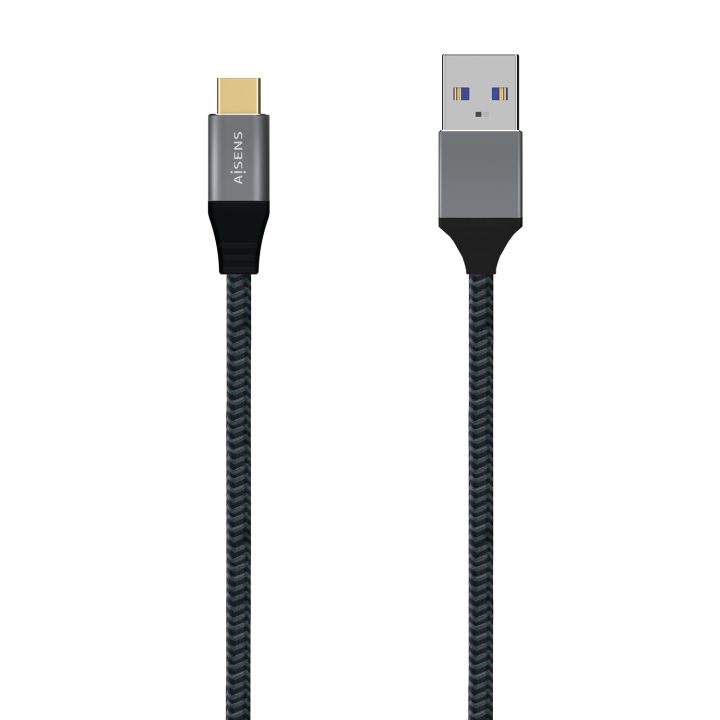 AISENS USB 3.1 Gen2 Aluminum Cable 10Gbps 3A, USB-C/M-A/M Type, Gray…