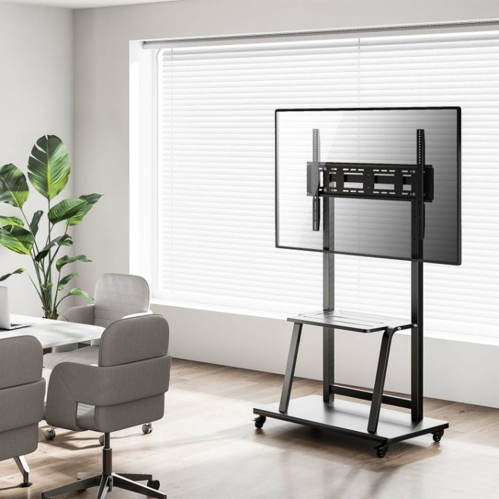 AISENS ECO Floor Stand with Wheels, DVD Tray for Monitor/TV 150kg…