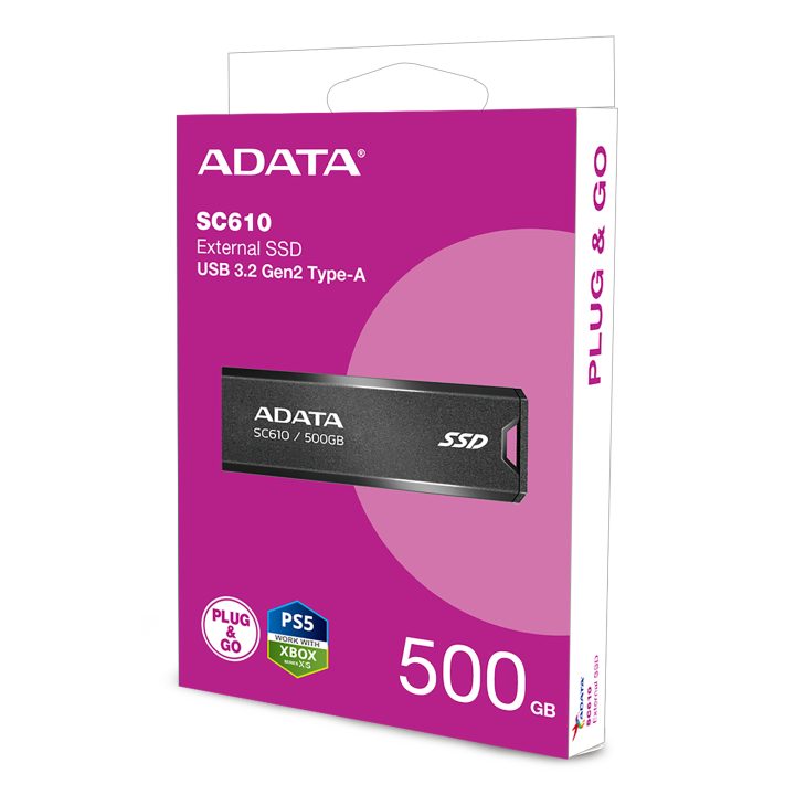 ADATA SC610 500 GB USB Type-A 3.2 Gen 2 (3.1 Gen 2) Black