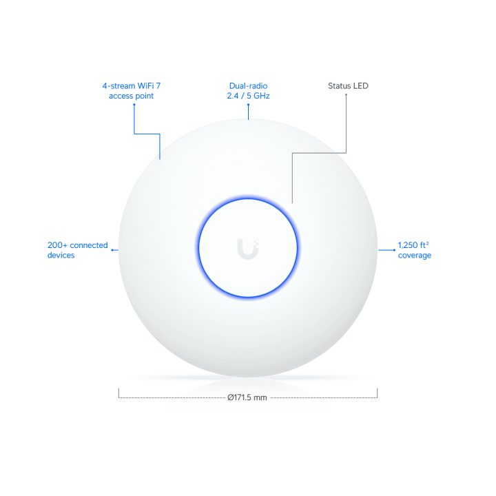 Ubiquiti U7-Lite AP WiFi7 1x2.5G 2x2 Ceiling/Wall