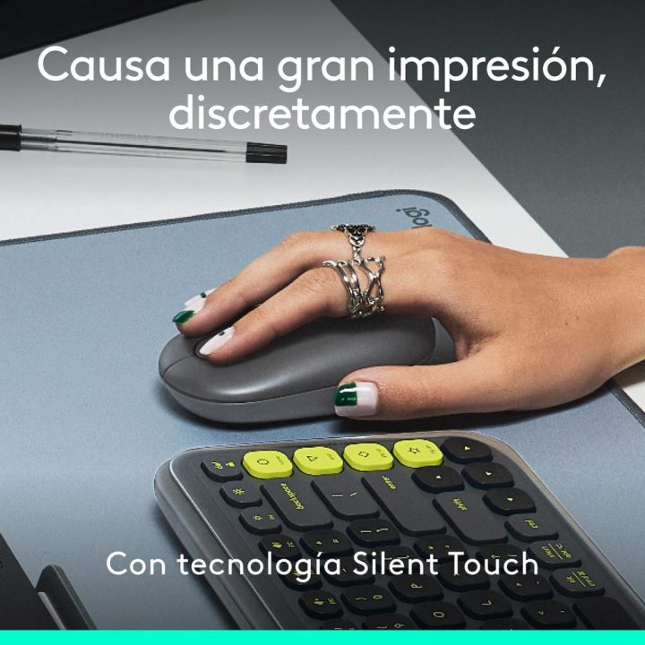 Logitech POP Mouse, ratón inalámbrico Bluetooth compacto y portátil…