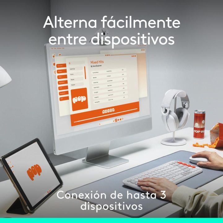 Logitech POP Mouse, ratón inalámbrico Bluetooth compacto y portátil…