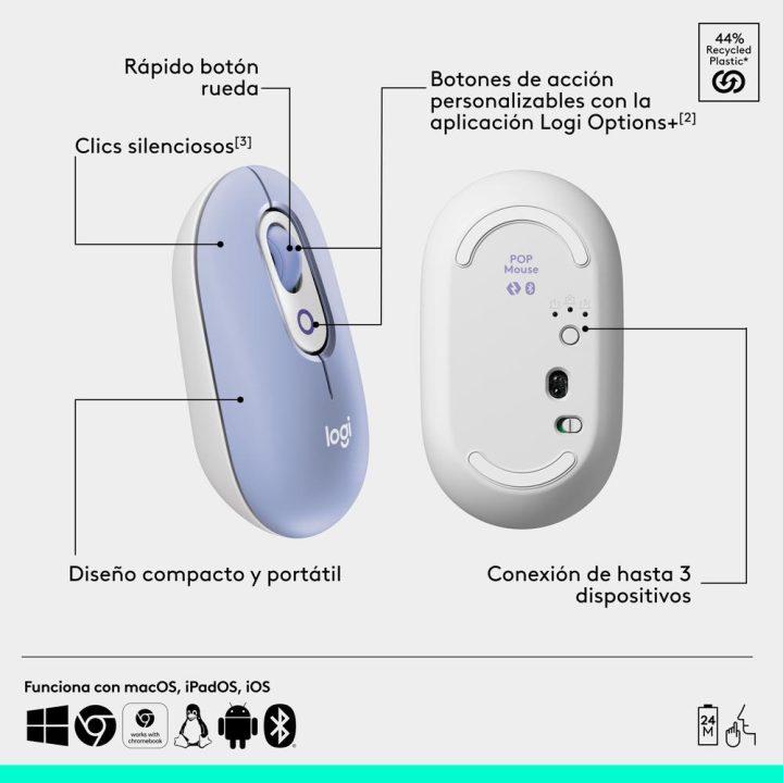 Logitech POP Mouse, compact and portable wireless Bluetooth mouse…