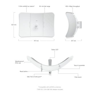 Ubiquiti UISP airMAX LiteBeam AC 5 GHz XR Branco Energia sobre…