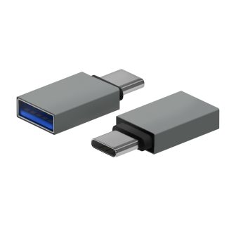AISENS Mini Aluminum Adapter USB 3.2 Gen1 3A, USB-C/M-A/H Type, Gray
