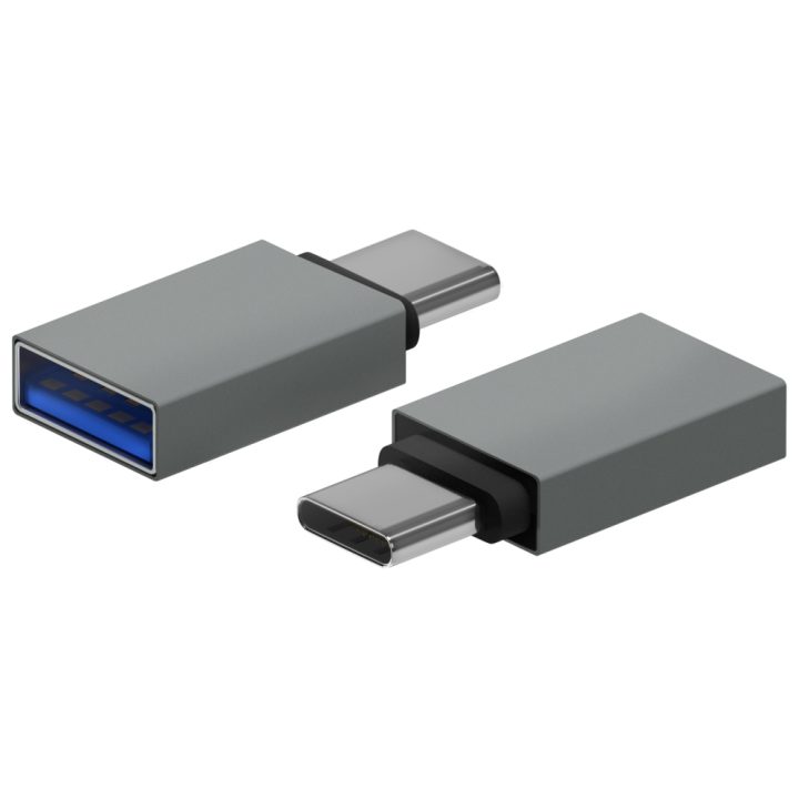 AISENS Mini Aluminum Adapter USB 3.2 Gen1 3A, USB-C/M-A/H Type, Gray