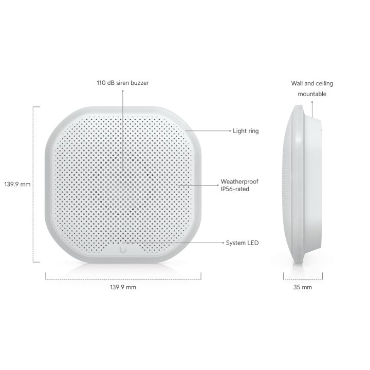 Ubiquiti Siren POE Sirene com cabo Interior / exterior Branco…