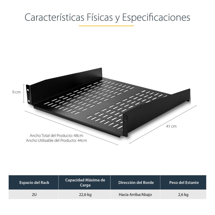 StarTech.com Prateleira Ventilada Cantilever 2U de Profundidade Fixa…