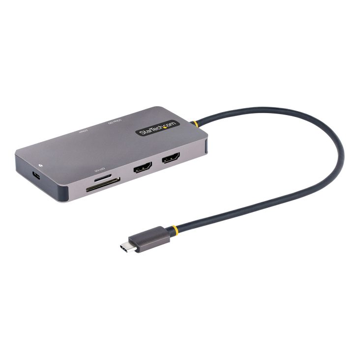 StarTech.com Adaptador Multipuertos USB C 2x HDMI 4K 60Hz, Hub USB-A…