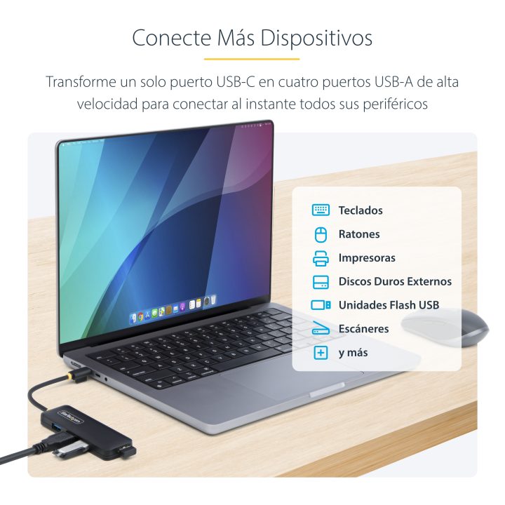 StarTech.com Hub USB-C de 4 Puertos - Ladrón USB Tipo C a 4 Puertos…