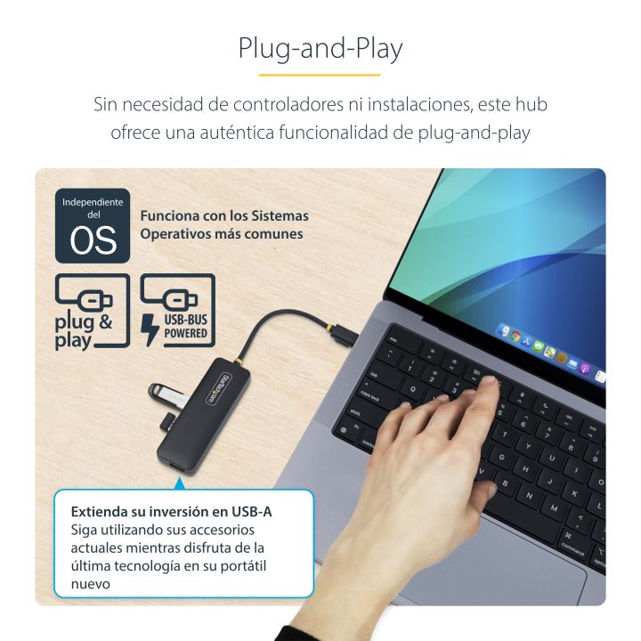 StarTech.com Hub USB-C de 4 Portas - Repartidor USB Tipo C para 4…