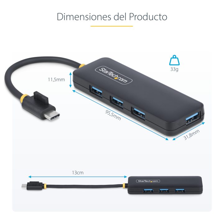 StarTech.com Hub USB-C de 4 Puertos - Ladrón USB Tipo C a 4 Puertos…