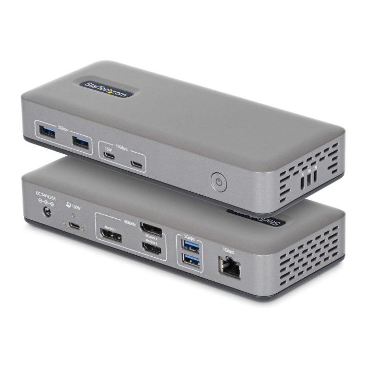 StarTech.com USB-C Docking Station - 3 4K Monitors (2x 4K60Hz + 1x…