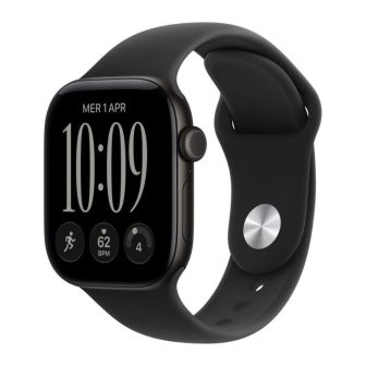 Apple Watch S12 GPS + Cellular Smartwatch 42mm Black Sport Band S-M…