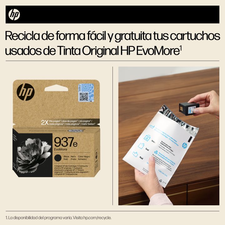 HP Cartucho de Tinta Original EvoMore 937e preto