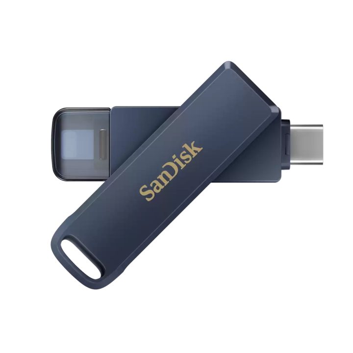 Memória USB-C-Lightning SanDisk 128GB phone drive azul metalizado…