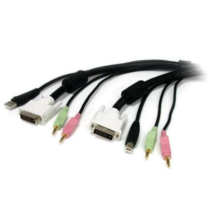 StarTech.com Cable KVM 4 en 1 de 1,8m con DVI USB Audio y Micrófono