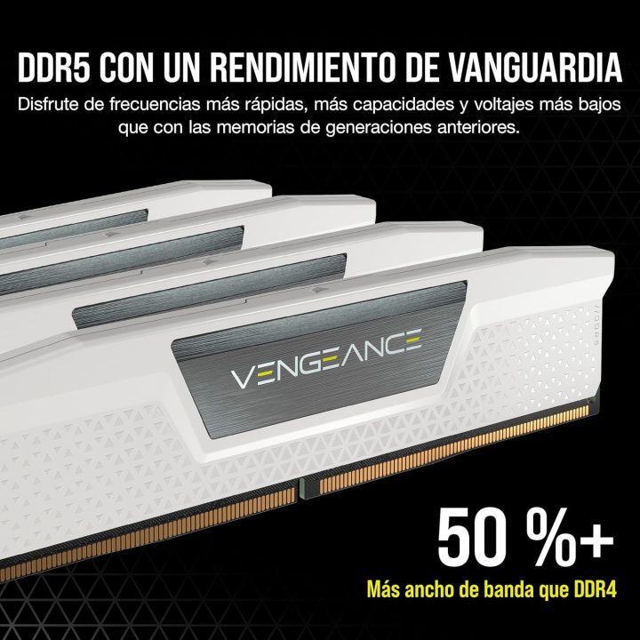 Memoria Corsair DDR5 32GB 2X16GB PC6400 vengeance blanca…