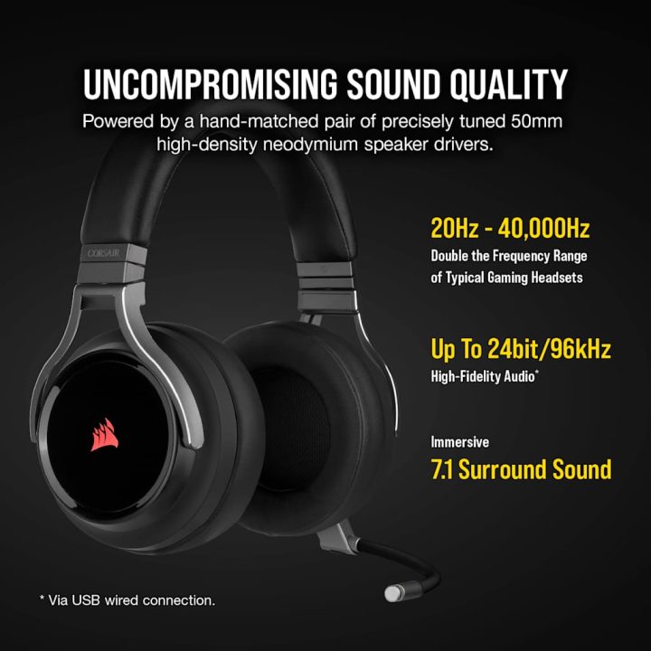 Corsair Virtuoso RGB Wireless and Wired Over-Ear Headset