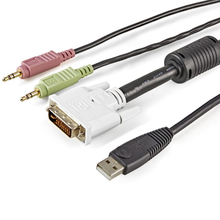 StarTech.com Cable KVM 4 en 1 de 1,8m con DVI USB Audio y Micrófono