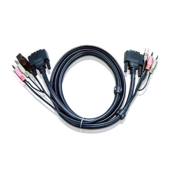 ATEN Cabo KVM DVI-I single link USB de 1,8 m
