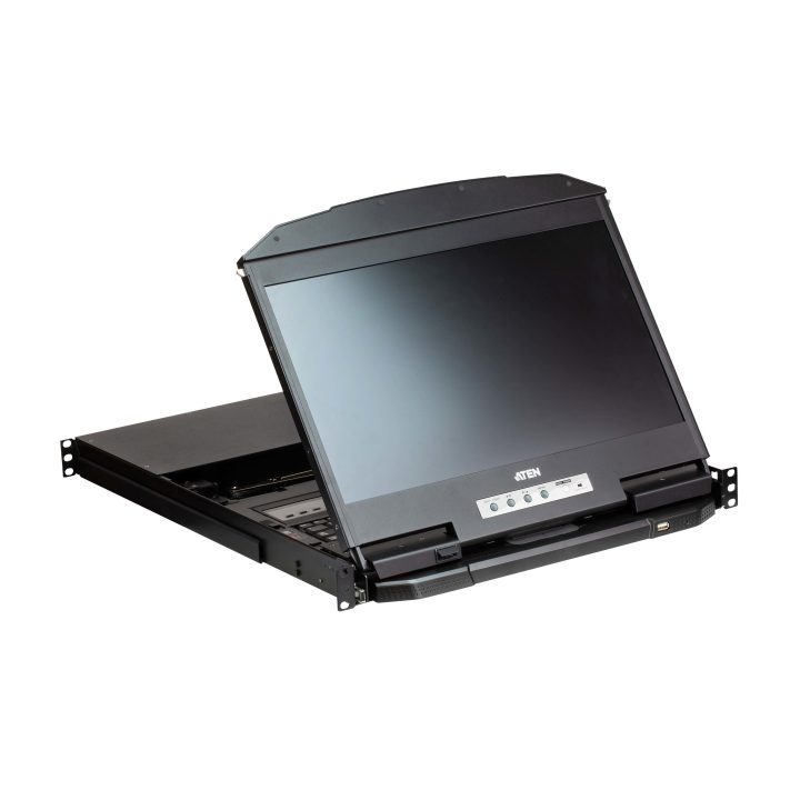 ATEN Consola LCD panorâmica multiview dual rail com switch KVM…