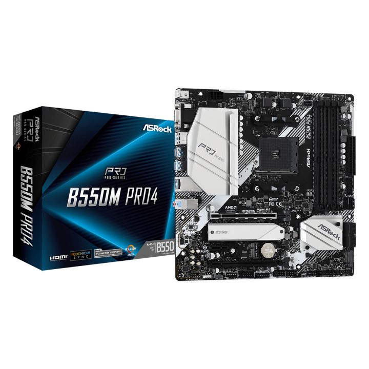 ASRock B550M Pro4 AMD B550 AM4 Socket Micro ATX (90-MXBDK0-A0UAYZ)