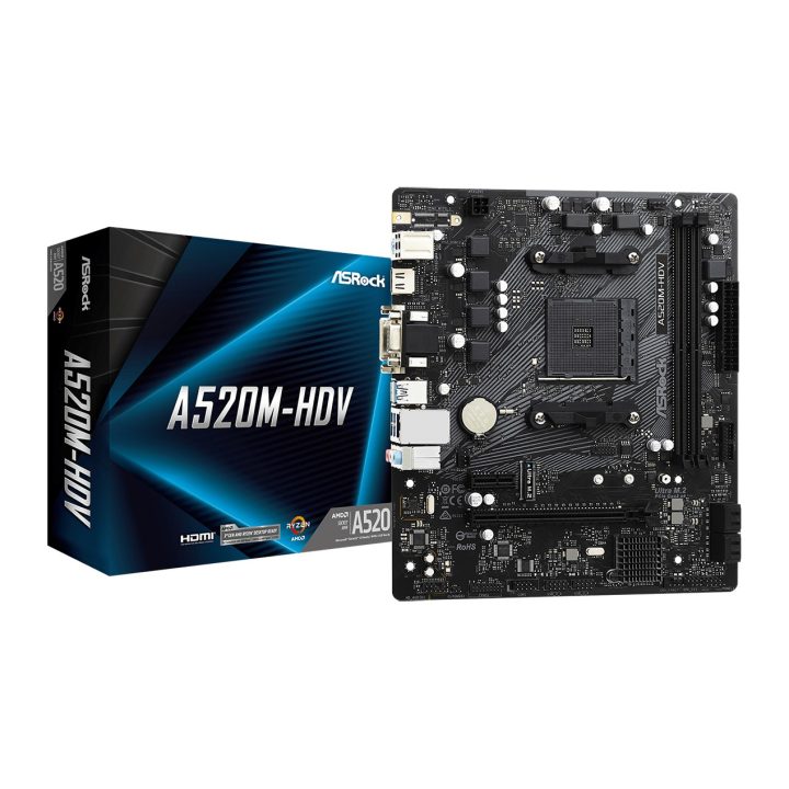 ASRock A520M-HDV Motherboard, AMD, AM4, A520, 2ddr4, mATX…