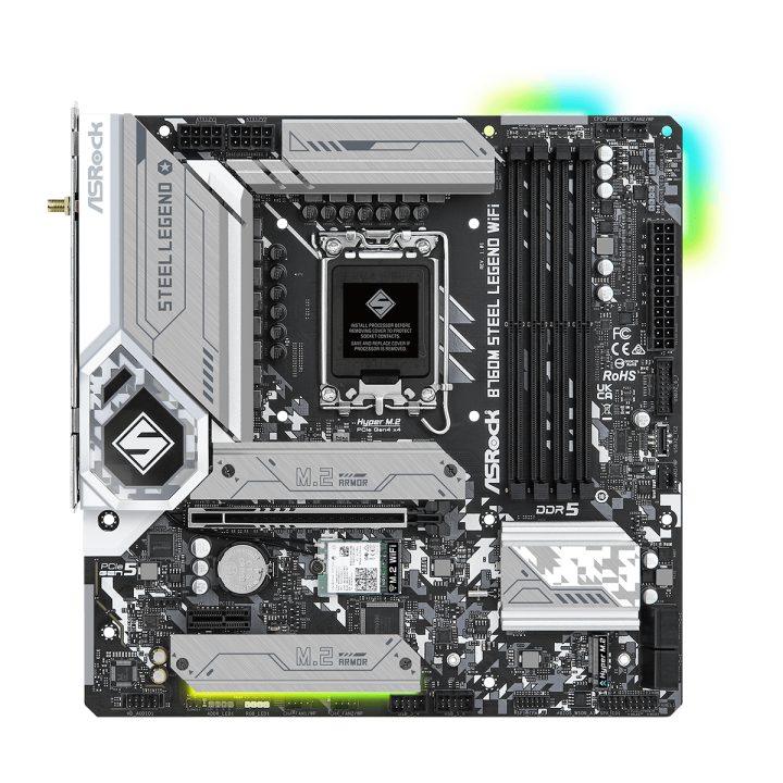 Asrock B760M Steel Legend WiFi Intel B760 LGA 1700 micro ATX…