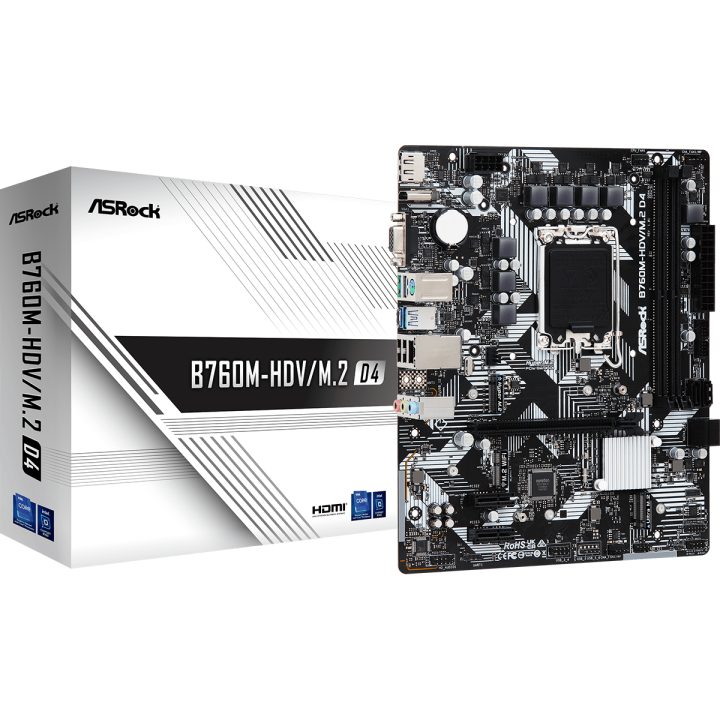 Asrock B760M-HDV/M.2 D4 Intel B760 LGA 1700 micro ATX…