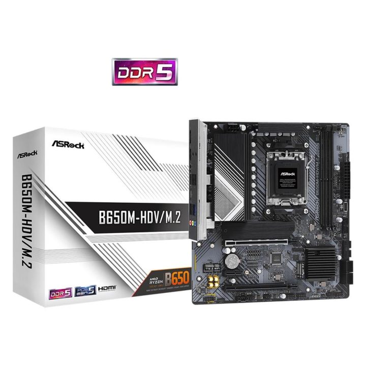 ASRock B650M-HDV/M.2 AMD B650 AM5 Socket Micro ATX (90-MXBLA0-A0UAYZ)