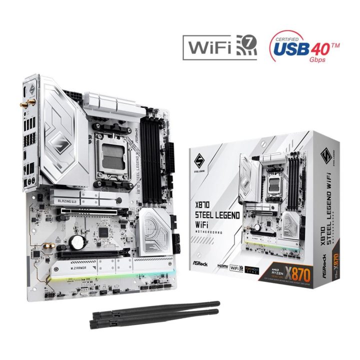 ASRock X870 Steel Legend WiFi AMD X870 AM5 Socket ATX…